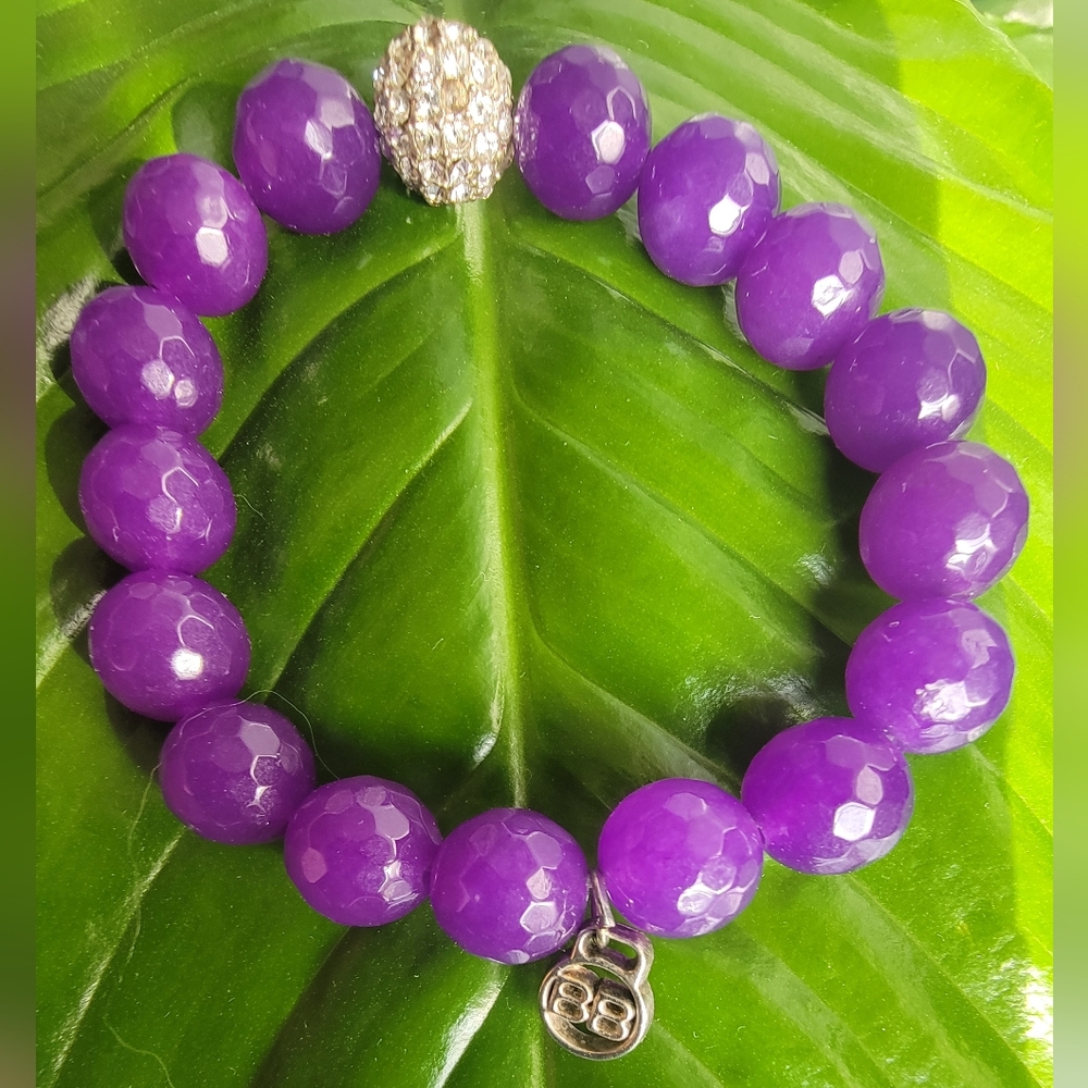 BILL BLASS Purple stretch bracelet w/ Rhinestone.